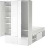 IKEA Platsa Bed met Kast - Lichtgrijs/Wit, Ophalen, Kunststof, Gebruikt, 200 cm of meer