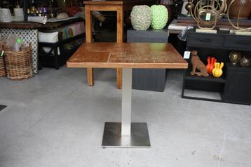 16 eettafels tafel metaal rvs hout horeca mancave cafe beschikbaar voor biedingen