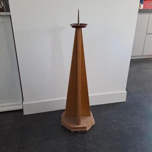 Antiek houten kandelaar 90cm, Antiek en Kunst, Antiek | Kandelaars, Overige materialen, Ophalen of Verzenden