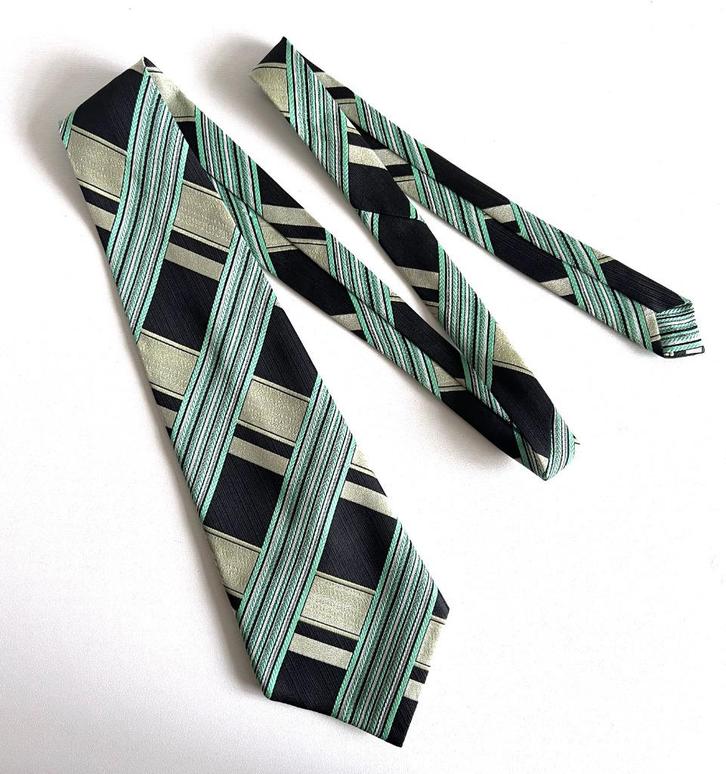 Vintage stropdas - zwart en mint kleurig, Kleding | Heren, Stropdassen, Zo goed als nieuw, Met patroon, Zwart, Ophalen of Verzenden