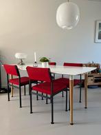 Pastoe Japanse serie Cees Braakman stoelen rood (4 stuks), Ophalen, Gebruikt, Vierkant, 50 tot 100 cm