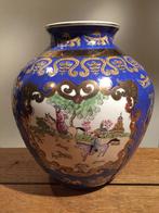 Brede antiek Engelse Chinoiserie vaas met jacht decor, Ophalen of Verzenden