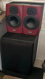 Tannoy Reveal + Yamaha Subwoofer YST SW300, Ophalen, Gebruikt, 120 watt of meer, Front, Rear of Stereo speakers