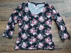 Zwart/roze gebloemd Amisu longsleeve mt xl, Zwart, Maat 46/48 (XL) of groter, Ophalen of Verzenden, Zo goed als nieuw