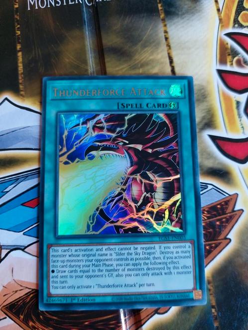 Thunderforce  attack egs1-en003 first edition, Hobby en Vrije tijd, Verzamelkaartspellen | Yu-gi-Oh!, Zo goed als nieuw, Ophalen of Verzenden