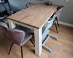 Houten eettafel inclusief 4 eetkamerstoelen, Ophalen, 50 tot 100 cm, Landelijk, 150 tot 200 cm