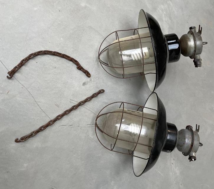 lampen, Huis en Inrichting, Lampen | Hanglampen, Gebruikt, Minder dan 50 cm, Glas, Metaal, Ophalen