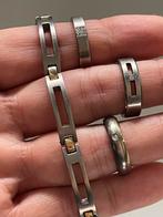 Boccia ringen en armband titanium goud diamanten, Ophalen of Verzenden, Dame, Goud, Kleiner dan 17