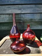 Set van 3 rode flessen, Huis en Inrichting, Woonaccessoires | Overige, Decoratie, Gebruikt, Ophalen of Verzenden