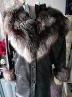 Prachtige Italiaanse zwart lederen bontjas+echt zilvervos L, Kleding | Dames, Jassen | Winter, Ophalen of Verzenden, Zo goed als nieuw