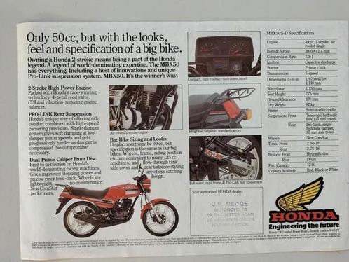 Brochure Honda MBX 50 MBX50 brommer bromfiets MB X, Motoren, Handleidingen en Instructieboekjes, Honda, Ophalen of Verzenden