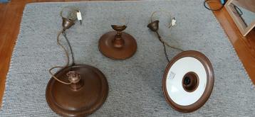 Mooie koperen  IL Fanale Italiaanse merk lampen 3 stuks  beschikbaar voor biedingen