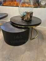 Vissengraad doblo salontafel met gouden of zwarte onderstel, Huis en Inrichting, Tafels | Salontafels, 50 tot 100 cm, Minder dan 50 cm