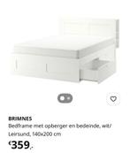 Ikea Brimnes bed met matras en lattenbodem, Huis en Inrichting, Slaapkamer | Bedden, Ophalen, Gebruikt, Wit, Tweepersoons