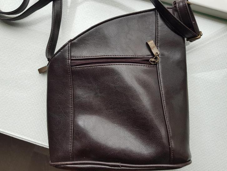 BRUINE LEREN RUGTAS, Sieraden, Tassen en Uiterlijk, Tassen | Damestassen, Zo goed als nieuw, Overige typen, Bruin, Ophalen of Verzenden