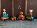 Antiek houten trek speelgoed muziek konijn kikker eend, Ophalen of Verzenden