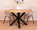Eettafel rond mango hout 115x115, Huis en Inrichting, Tafels | Eettafels, Ophalen, Rond, Zo goed als nieuw, Vijf personen of meer