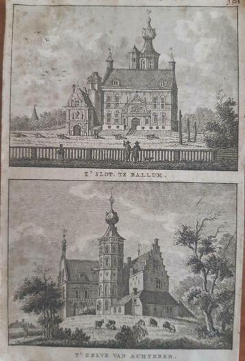 23-24/ Slot van Ballum (2 afbeeldingen) Kopergravure ca 1790 beschikbaar voor biedingen