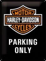 Harley Davidson parking only relief reclamebord van metaal, Verzamelen, Verzenden, Nieuw, Auto's