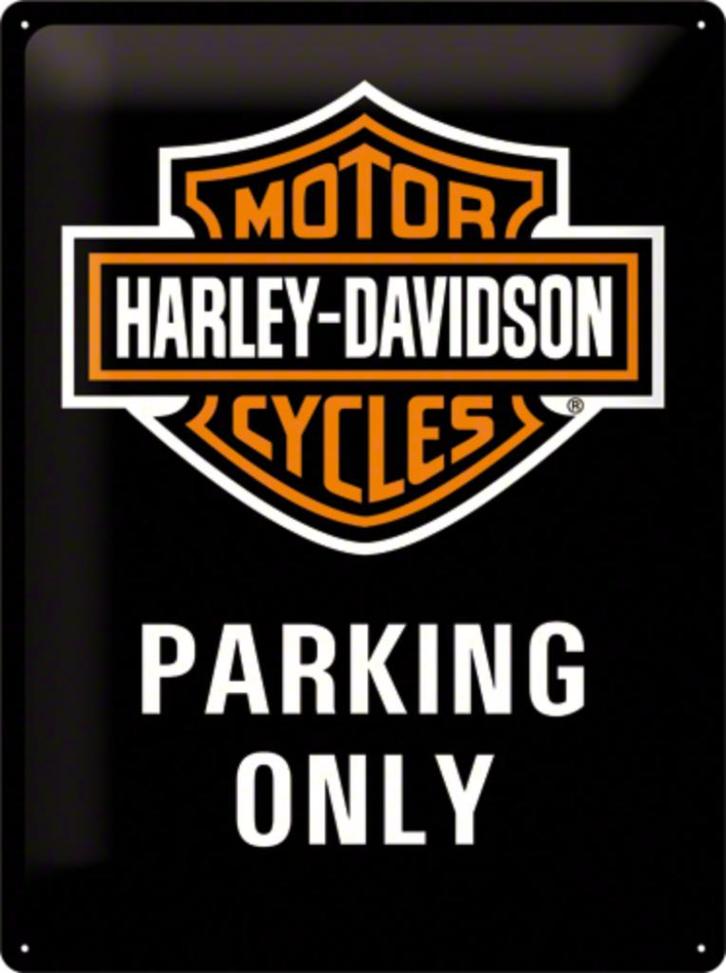 Harley Davidson parking only relief reclamebord van metaal, Verzamelen, Automerken, Motoren en Formule 1, Nieuw, Auto's, Verzenden