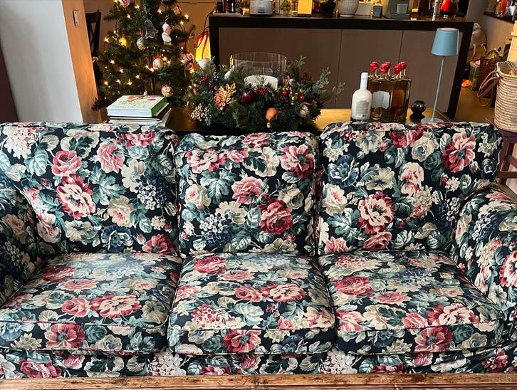 Ikea Ektorp 3-zitsbank met bloemenmotief, Huis en Inrichting, Banken | Sofa's en Chaises Longues, Gebruikt, Driepersoons, 200 tot 250 cm