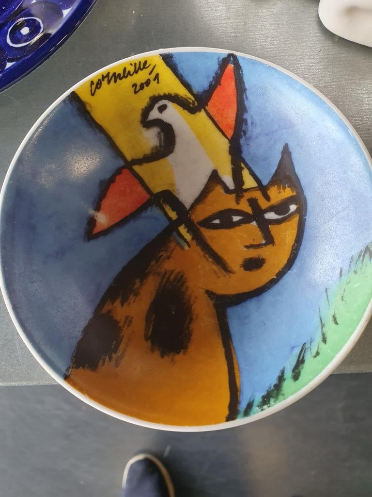Cornille Haviland Limoges Schaal - Kat en Vogel, Antiek en Kunst, Antiek | Schalen, Ophalen of Verzenden