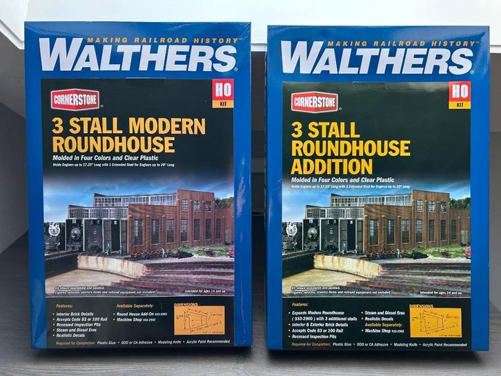 Walthers Cornerstone 3 Stall Roundhouse H0 2900 en 2901, Hobby en Vrije tijd, Modeltreinen | H0, Nieuw, Brug, Tunnel of Gebouw