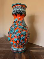 West Germany Bay vaas oranje met turqoise vintage retro, Ophalen