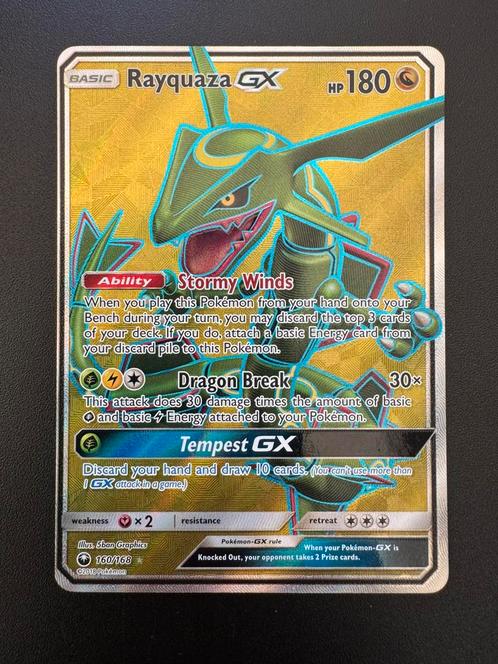 Rayquaza GX (CES 160) - Front Mint / Back Near Mint-, Hobby en Vrije tijd, Verzamelkaartspellen | Pokémon, Zo goed als nieuw, Losse kaart