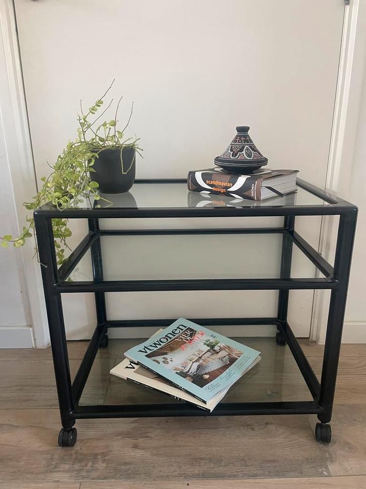 Vintage Verrijdbaar Tafeltje, Huis en Inrichting, Tafels | Bijzettafels, Gebruikt, Rechthoekig, 45 tot 60 cm, Minder dan 55 cm