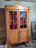 Oude brocante grenen vitrinekast vitrine, N, 200 cm of meer, Ophalen of Verzenden, 25 tot 50 cm