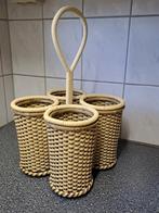 Vintage flessenmand flessendrager flessenhouder van riet, Ophalen of Verzenden, Huis en Inrichting