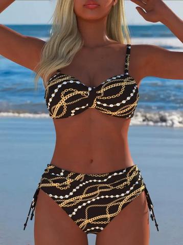 Bikini zwart met 'gouden ketting' print 36 38 40 42 44 beschikbaar voor biedingen