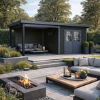 Tuinhuis + overkapping DUURZAAM WPC hout-kunststof composiet, Tuin en Terras, Tuinhuizen, Kunststof, 200 tot 400 cm, Tuinhuis