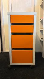 MICKE Kast met lades op wielen - wit / oranje, Ophalen, Minder dan 50 cm, Gebruikt, 3 of 4 laden
