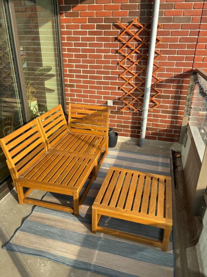 Ikea Nammaro tuinbank met bijzettafel/verlengstuk, Tuin en Terras, Tuinbanken, Zo goed als nieuw, Hout, Ophalen