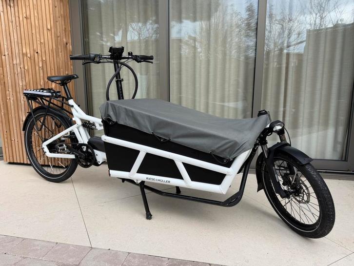 Bakfiets Riese & Müller Load 75 Vario wit met kinderzitjes, Fietsen en Brommers, Fietsen | Tandems, Zo goed als nieuw, 10 tot 15 versnellingen