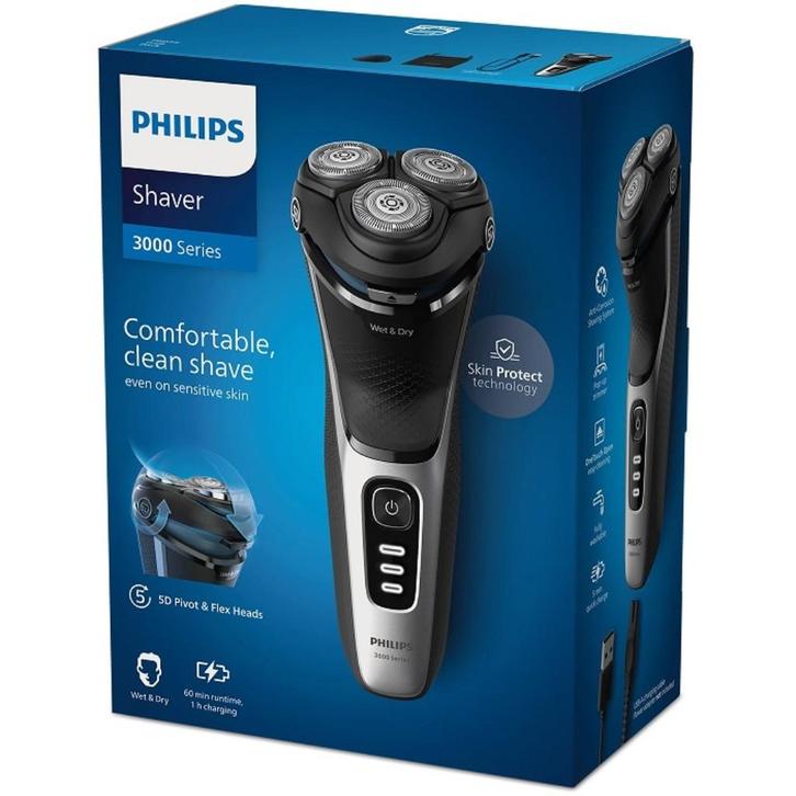 PHILIPS Shaver 3000 Elekt scheerapparaat nat en droog oplaad, Witgoed en Apparatuur, Persoonlijke-verzorgingsapparatuur, Nieuw