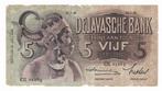 5 gulden 22-7-1939 De Javasche Bank, Postzegels en Munten, Los biljet, Ophalen of Verzenden, 5 gulden