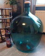 Zeer grote wijnfles gistfles in ijzeren mand brocante france, Antiek en Kunst, Ophalen