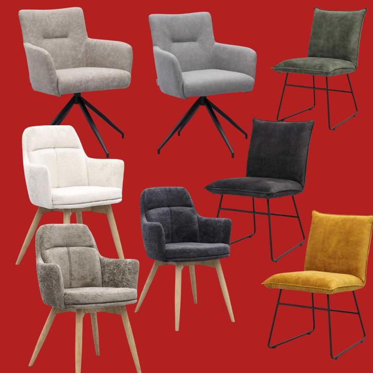 Nieuwe eetkamerstoelen opruiming!, Huis en Inrichting, Stoelen, Nieuw, Vijf, Zes of meer stoelen, Hout, Metaal, Stof, Overige kleuren