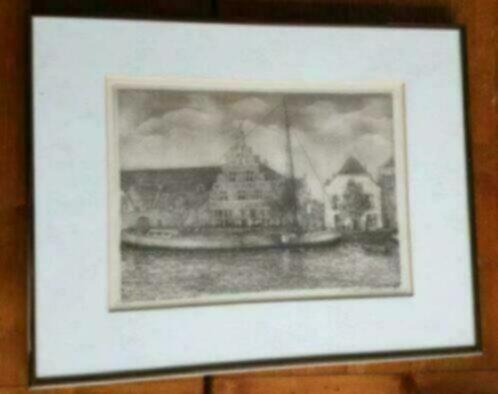 grote mooie ets stadstimmerwerf Leiden Karel Kok 1986 42/200, Antiek en Kunst, Kunst | Etsen en Gravures, Ophalen