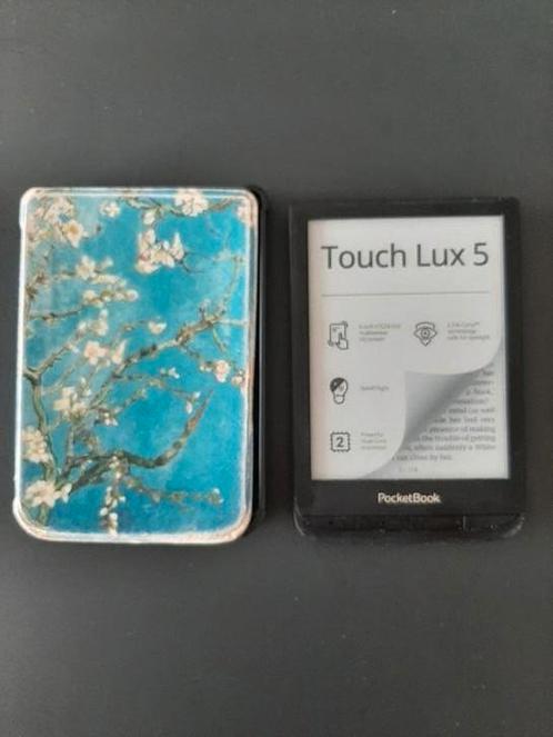 Ereader Pocketbook Touch Lux 5 + snoer + bookcover Van Gogh, Computers en Software, E-readers, Gebruikt, 6 inch of minder, 8 GB