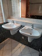 2 Sphinx wastafels met kranen en sifonkap, Gebruikt, Minder dan 100 cm, Wasbak of Wastafel, 25 tot 50 cm