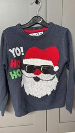 Leuke antraciet kersttrui 128 met Kerstman, Ophalen of Verzenden, Zo goed als nieuw, Jongen of Meisje, Trui of Vest