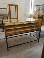 SALE vintage toonbank met lades op ijzeren onderstel, Antiek en Kunst, Curiosa en Brocante, Ophalen