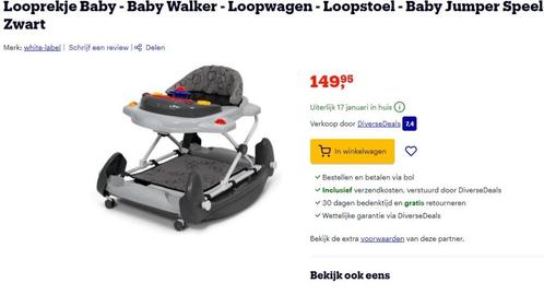 Loopwagen - Loopstoel - Baby Jumper Speelgoed - Zwart, Kinderen en Baby's, Babywiegjes en Ledikanten, Wieg, Ophalen of Verzenden