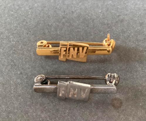 Twee speldjes FNV voor 25/40 jarig lidmaatschap. OPTIE, Sieraden, Tassen en Uiterlijk, Bedels, Zo goed als nieuw, Overige merken