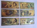 BANKBILJET/ 3X RUSLAND /COSMONAUTEN/ GOUDFOLIE BILJETTEN, Verzenden, Rusland, Setje