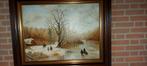 Schilderij Winterlandschap met Schaatsers, Antiek en Kunst, Kunst | Schilderijen | Klassiek, Ophalen of Verzenden